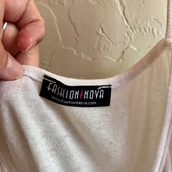 Fashion Nova Crop Top cross tie front sheer - Picture 3 of 5